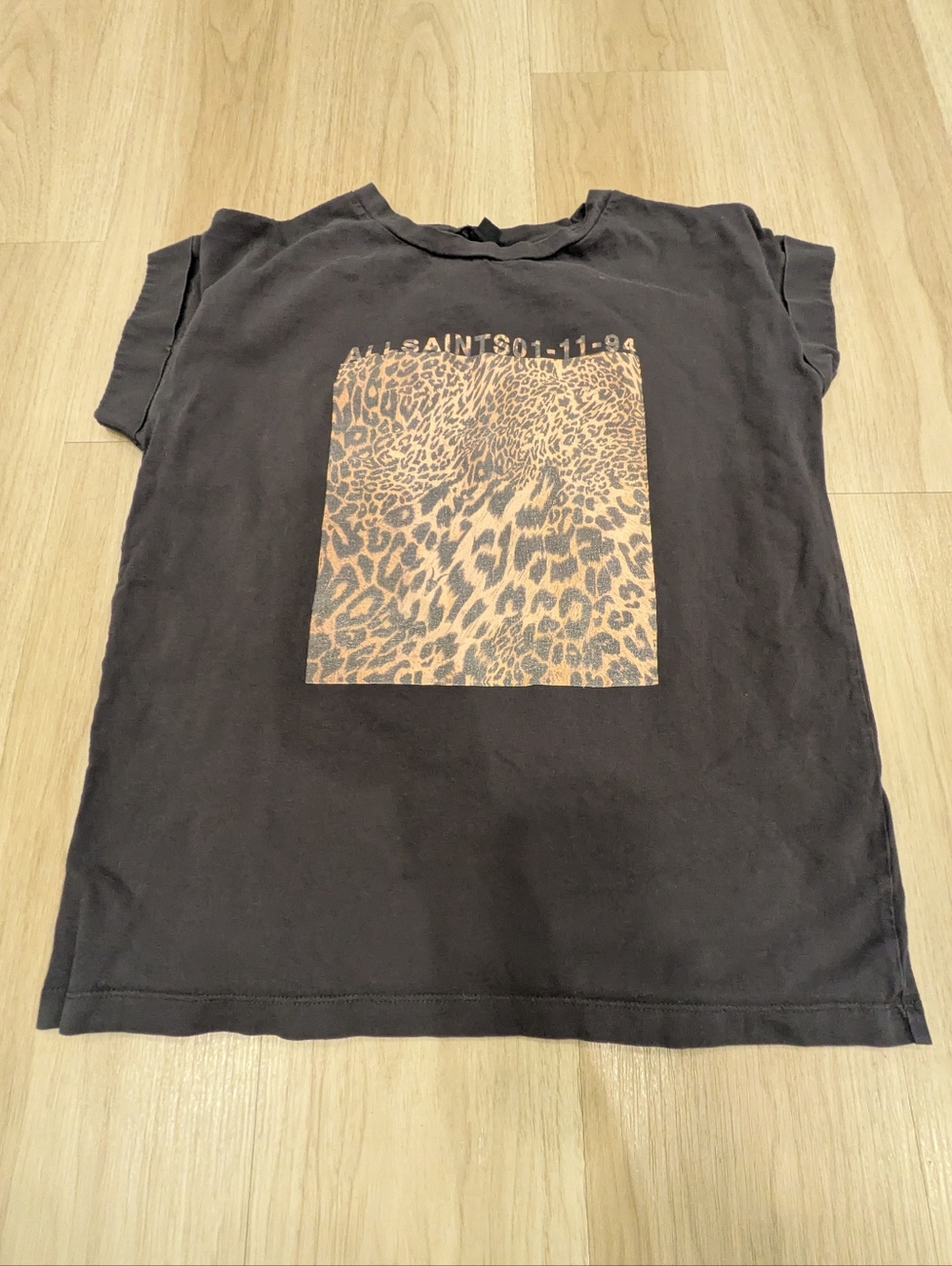 All Saints Cheetah Cuffed Sleeve Tee Size S
